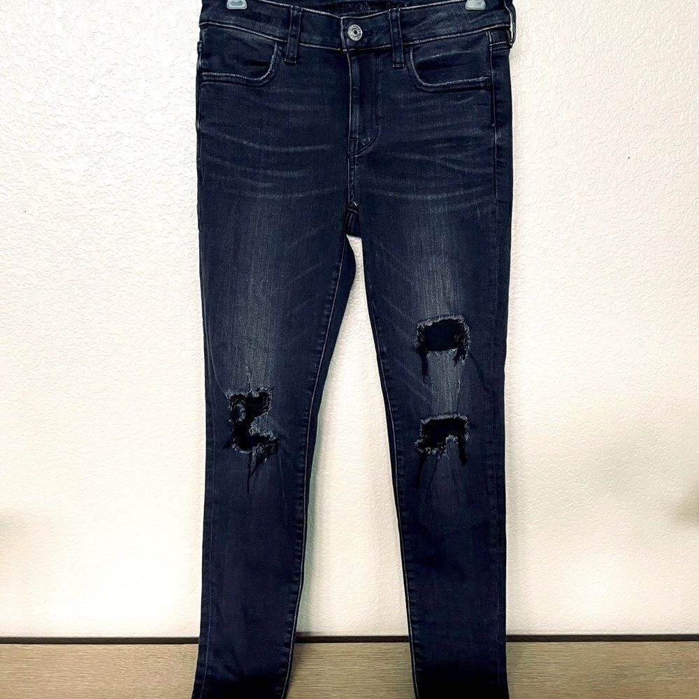 American Eagle Black Denim Next Level Stretch Skinny Jeans 4